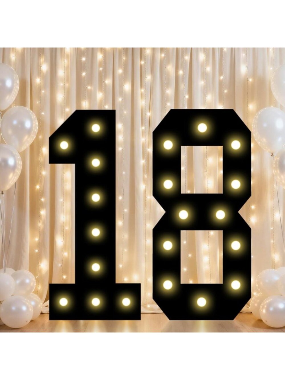 Light Up 18th Birthday Decorations | Marquee Black Numbers for Boys' Party